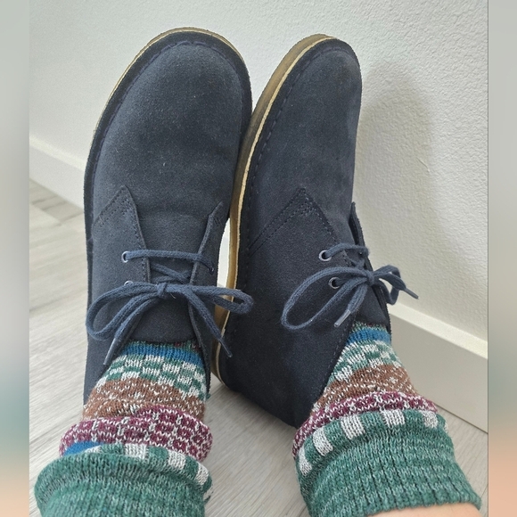 Clarks | Bushacre 2 navy classic granola gumsole booties shoes | WMS 7 - Picture 3 of 12